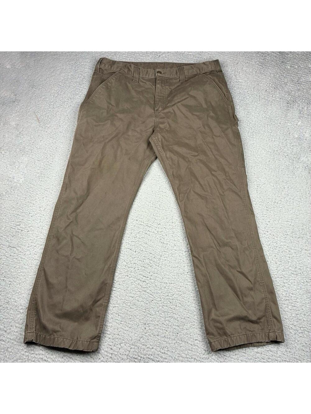 Carhartt B324 DFE Work Pants Mens 35x28 Brown Relaxed Fit Twill Utility